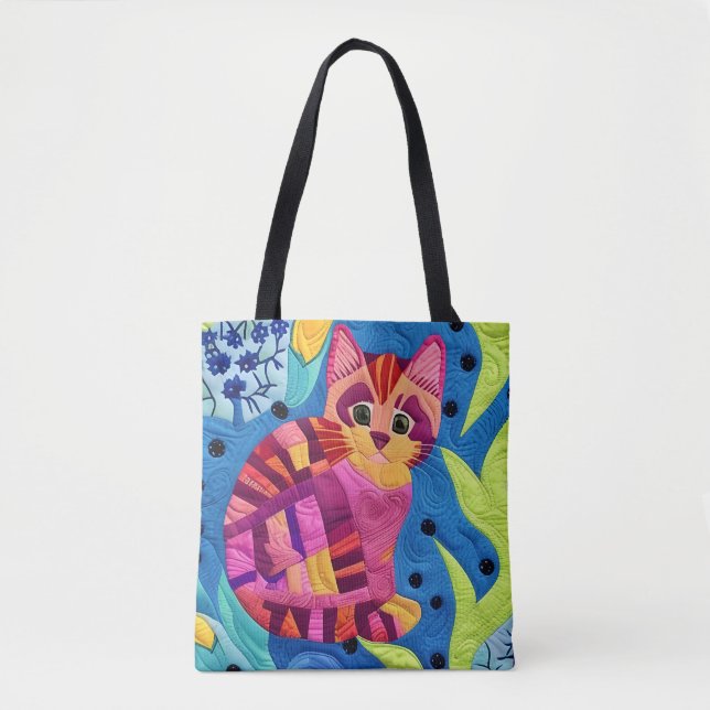 Tote Bag Adorable Petite Kitten Quilt Comme Design (Devant)