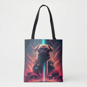 Tote Bag Adorable Pug dans un costume de robot futuriste