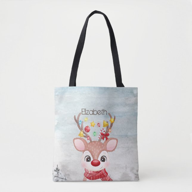 Tote Bag Adorable renne de Noël (Devant)
