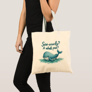 Tote Bag Adorable "Sea-Rriely ? Un jeu de baleines ?" Conce