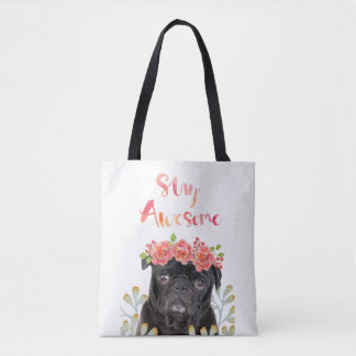 Tote Bag Adorable Séjour Awesome Carlin Aquarelle Couronne