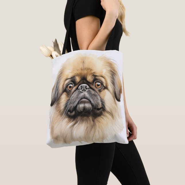 TOTE BAG ADORABLE TAN PEKINGESE PUPPY CHIEN (De près)
