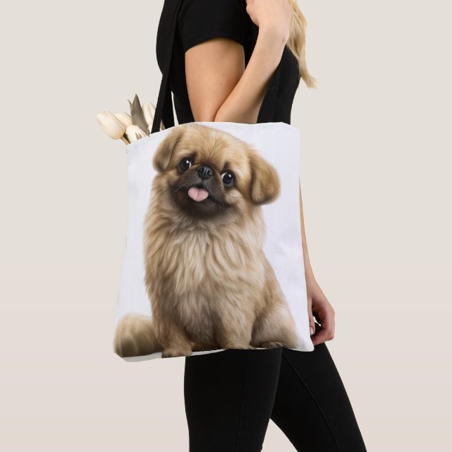 TOTE BAG ADORABLE TAN PEKINGESE PUPPY CHIEN (De près)