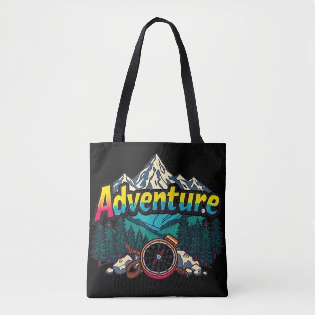 Tote Bag Adventure Mountain – Outdoor Hiking Nature Design  (Devant)