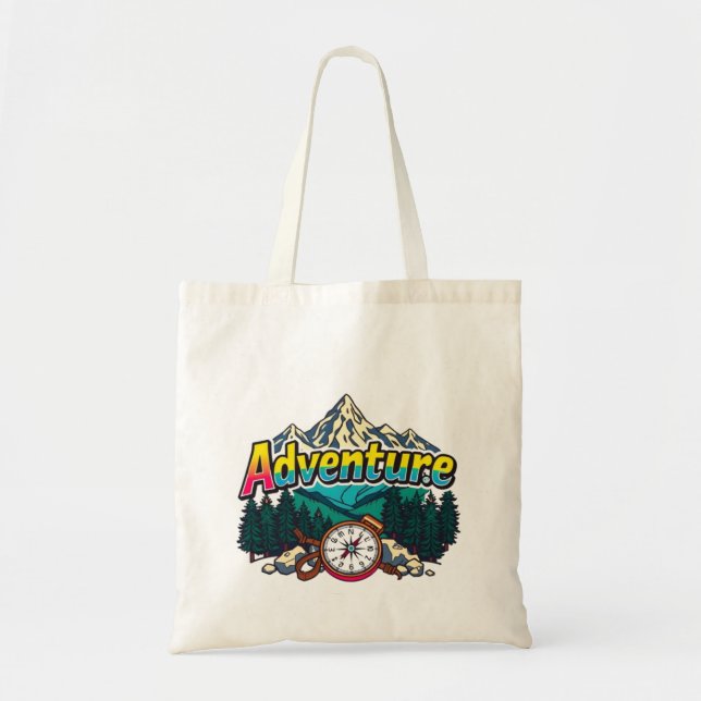Tote Bag Adventure Mountain – Outdoor Hiking Nature Design  (Devant)