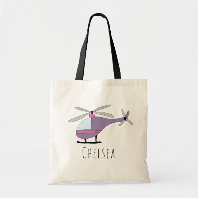 Tote Bag Aéronef et nom de l'hélicoptère pour fille mignonn (Devant)
