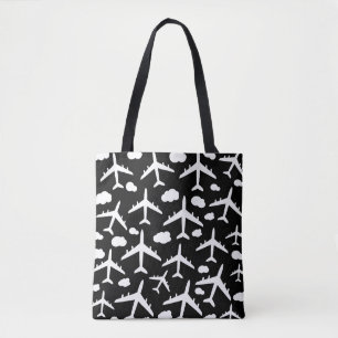 Tote Bag Aéronefs à vol noir conception motif d'avion