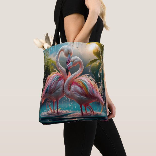 Tote Bag Affection éternelle : Embrasser les Flamants roses (De près)