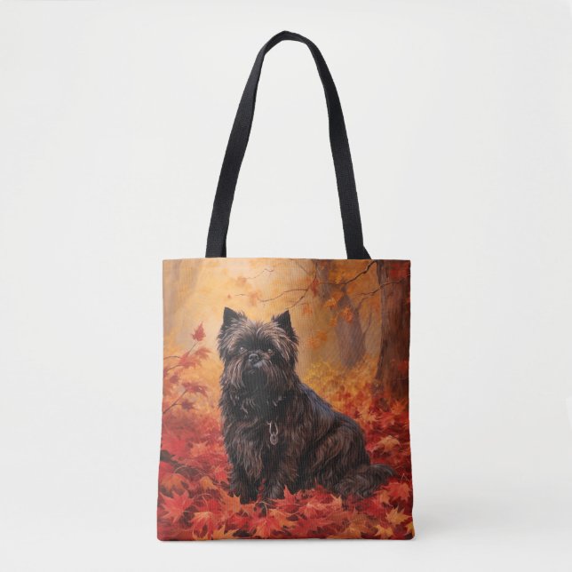 Tote Bag Affenpinscher en automne Feuilles automne Inspiré (Devant)