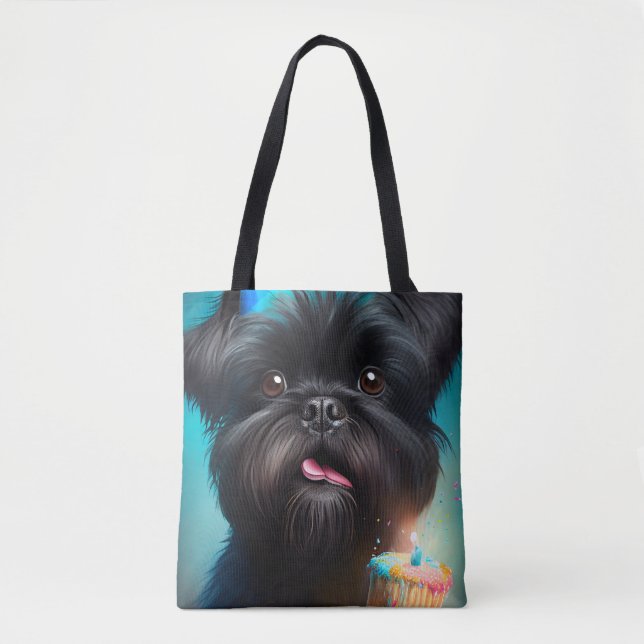 Tote Bag Affenpinscher fête le gâteau des ballons d'anniver (Devant)