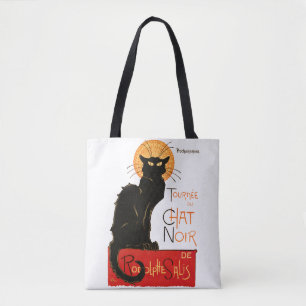 Tote Bag Affiche Classique Chat Noir de Steinlen en Noir