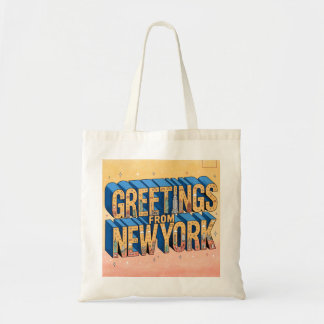 Tote Bag Affiche de carte postale à grandes lettres de New