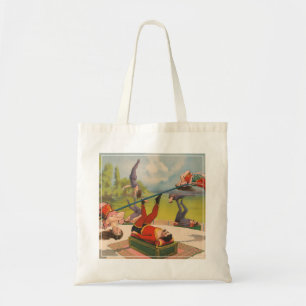 Tote Bag Affiche de cirque montrant des actes acrobatiques,