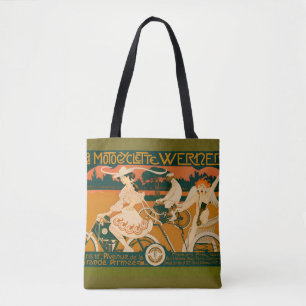 Tote Bag Affiche de course de moto Art Nouveau vintage