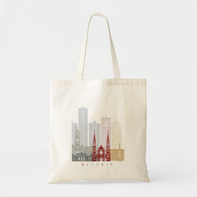 Tote Bag Affiche de la ligne d'horizon de Détroit (Devant)