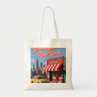 Tote Bag Affiche de la skyline nocturne de la bodega de New