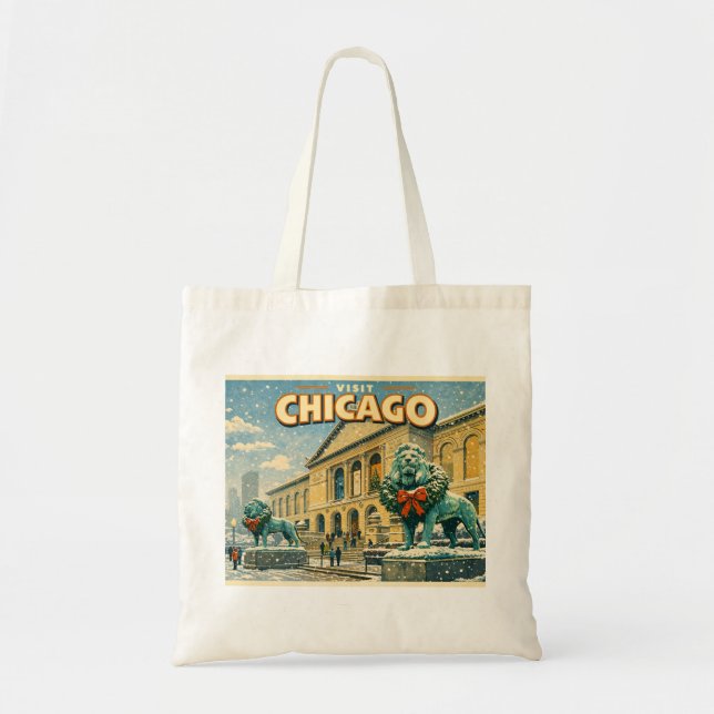 Tote Bag Affiche de l'Institut d'Art de Chicago en hiver (Devant)