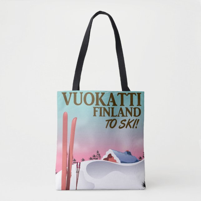 Tote Bag Affiche de ski Vuokatti Finlande (Devant)