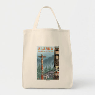 Tote Bag Affiche de Vintage voyage de village de totem de