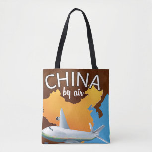 Tote Bag Affiche de voyage en Chine par avion