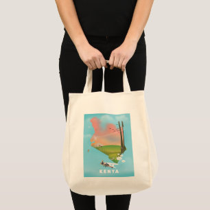 Tote Bag Affiche de voyage illustration carte du Kenya.