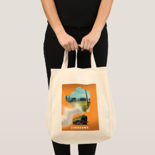 Tote Bag Affiche de voyage illustrée de la carte du Zimbabw