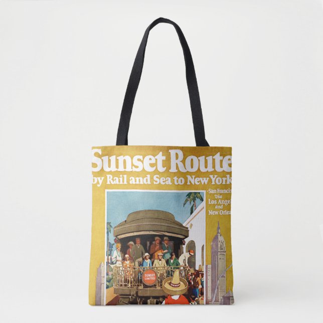 Tote Bag Affiche De Voyage Pour La Route Du Coucher De Sole (Devant)