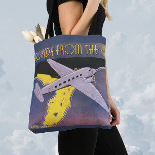 Tote Bag Affiche de voyage vintage, Floride vue du ciel en