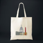 Tote Bag Affiche de Washington DC<br><div class="desc">Illustrations de villes avec leurs principaux monuments</div>
