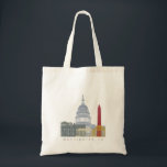 Tote Bag Affiche de Washington DC<br><div class="desc">Illustrations de villes avec leurs principaux monuments</div>