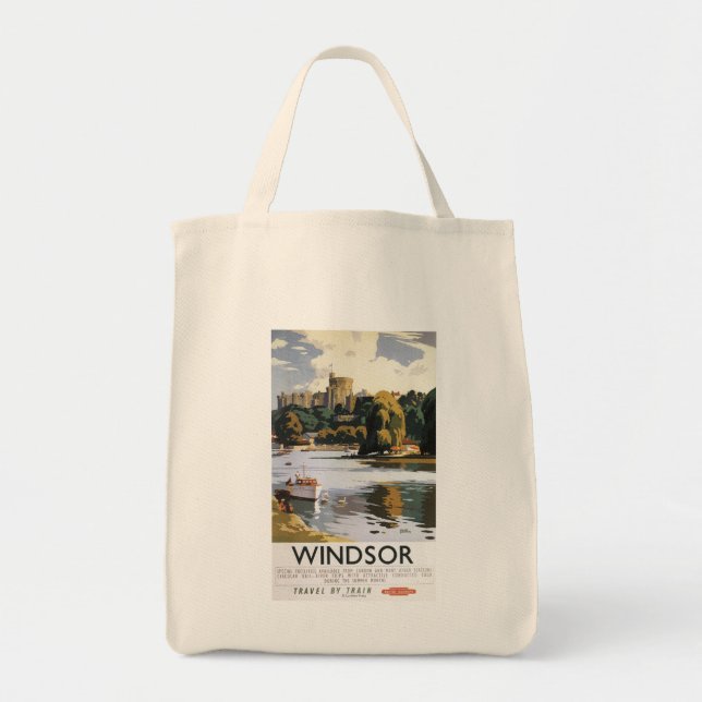 Tote Bag Affiche du château de Windsor sur les chemins de f (Devant)