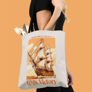 Tote Bag Affiche du HMS Victory - Navire de ligne emblémati