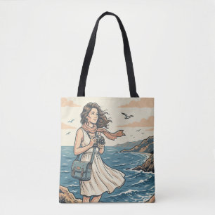Tote Bag Affiche illustrée de photographie de voyage côtièr