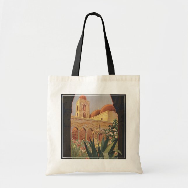 Tote Bag Affiche Vintage voyage Pour Palerme, Italie. (Devant)