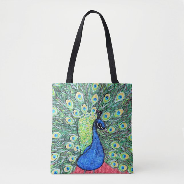 Tote Bag Afficher Peacock Peainting (Devant)