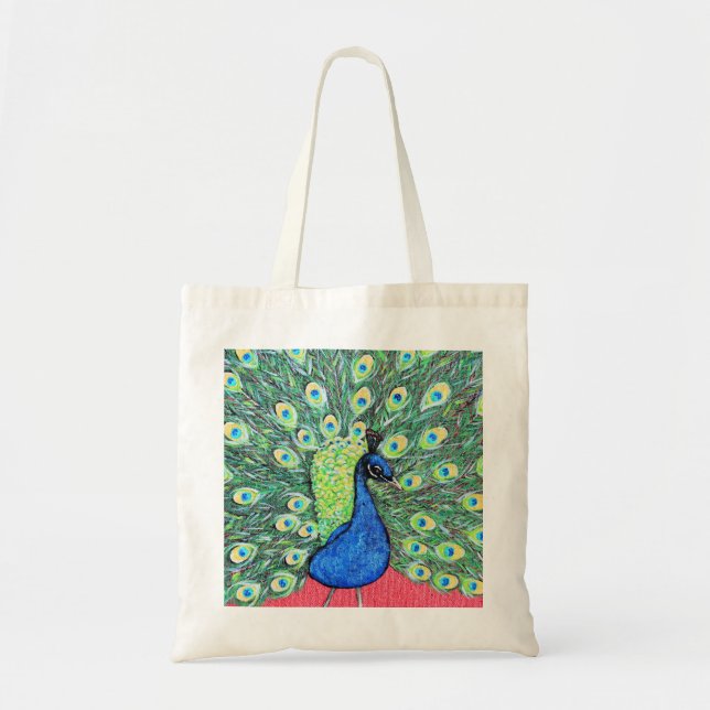 Tote Bag Afficher Peacock Peainting (Devant)