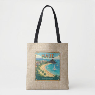 Tote Bag Affiches de voyage hawaïennes vintage - réversible