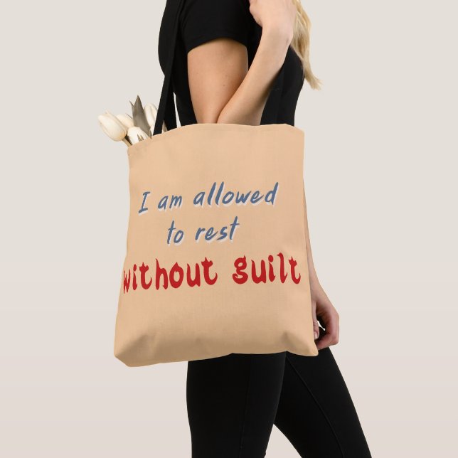 Tote Bag Affirmation de santé mentale sans culpabilité de r (De près)