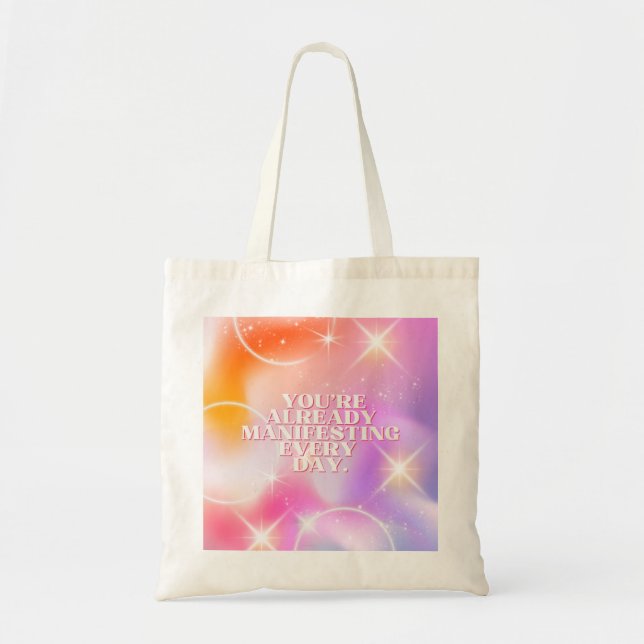 Tote Bag Affirmation quotidienne, Loi de l'attraction, Moti (Devant)