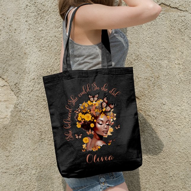 Tote Bag Africaine Américaine Elle croyait qu'elle pouvait (Créateur téléchargé)