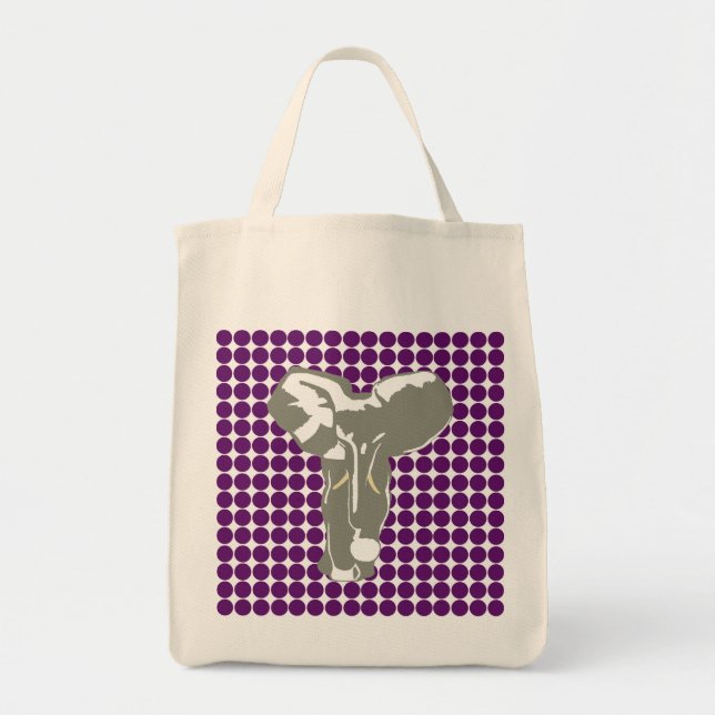 Tote Bag African Violet Safari Dot with Pop Art Elephant (Devant)