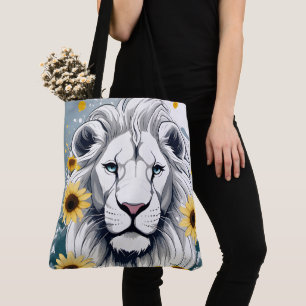 Tote Bag African Wildlife Safari Lion & Floral Sunflower