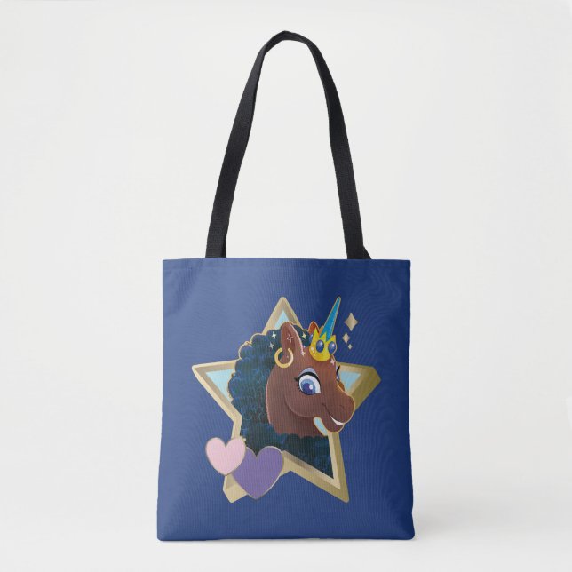 Tote Bag Afro Unicorn étoile magique (Devant)