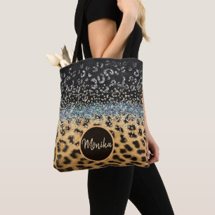 Tote Bag Agate de Parties scintillant de la farine de léopa