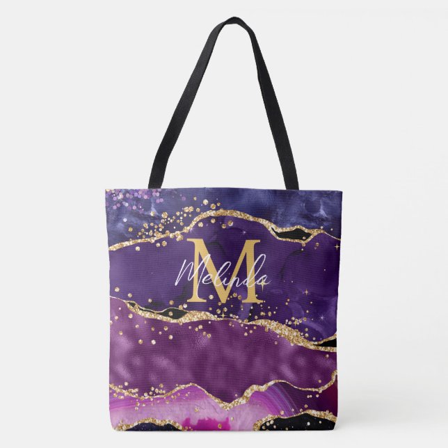 Tote Bag Agate des séquences de Parties scintillant violet  (Devant)