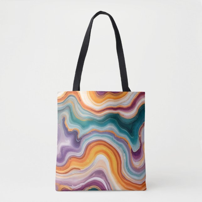 Tote Bag Agate violet, Turquoise et or (Devant)