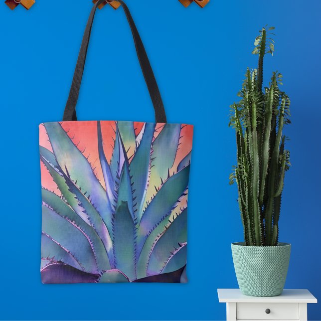 Tote Bag Agave au coucher du soleil (Bold, colorful and customizable, too! Click "Personalize this Template" to add a name or text.)