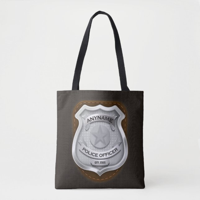 Tote Bag Agent de police personnalisé Sheriff Cop NAME Badg (Devant)