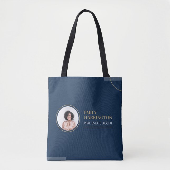 Tote Bag Agent immobilier Navy lignes fines (Devant)