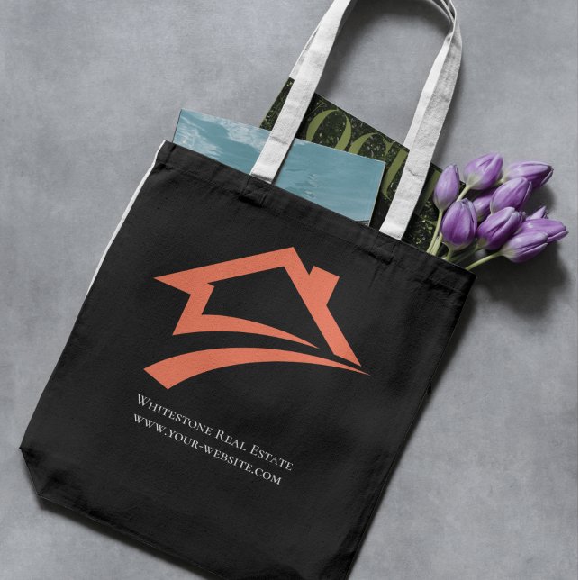 Tote Bag Agent immobilier noir élégant et unique (Stylish Unique Black Real Estate Agent Tote Bag)